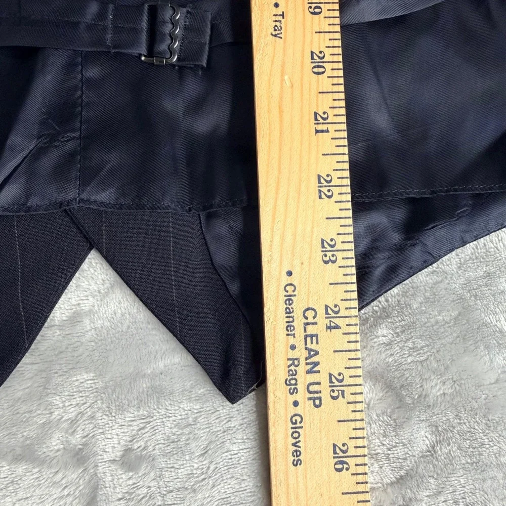 Lands End Mens 41R Wool Suit Vest Navy Blue Pinstripe Made in USA Style 37315